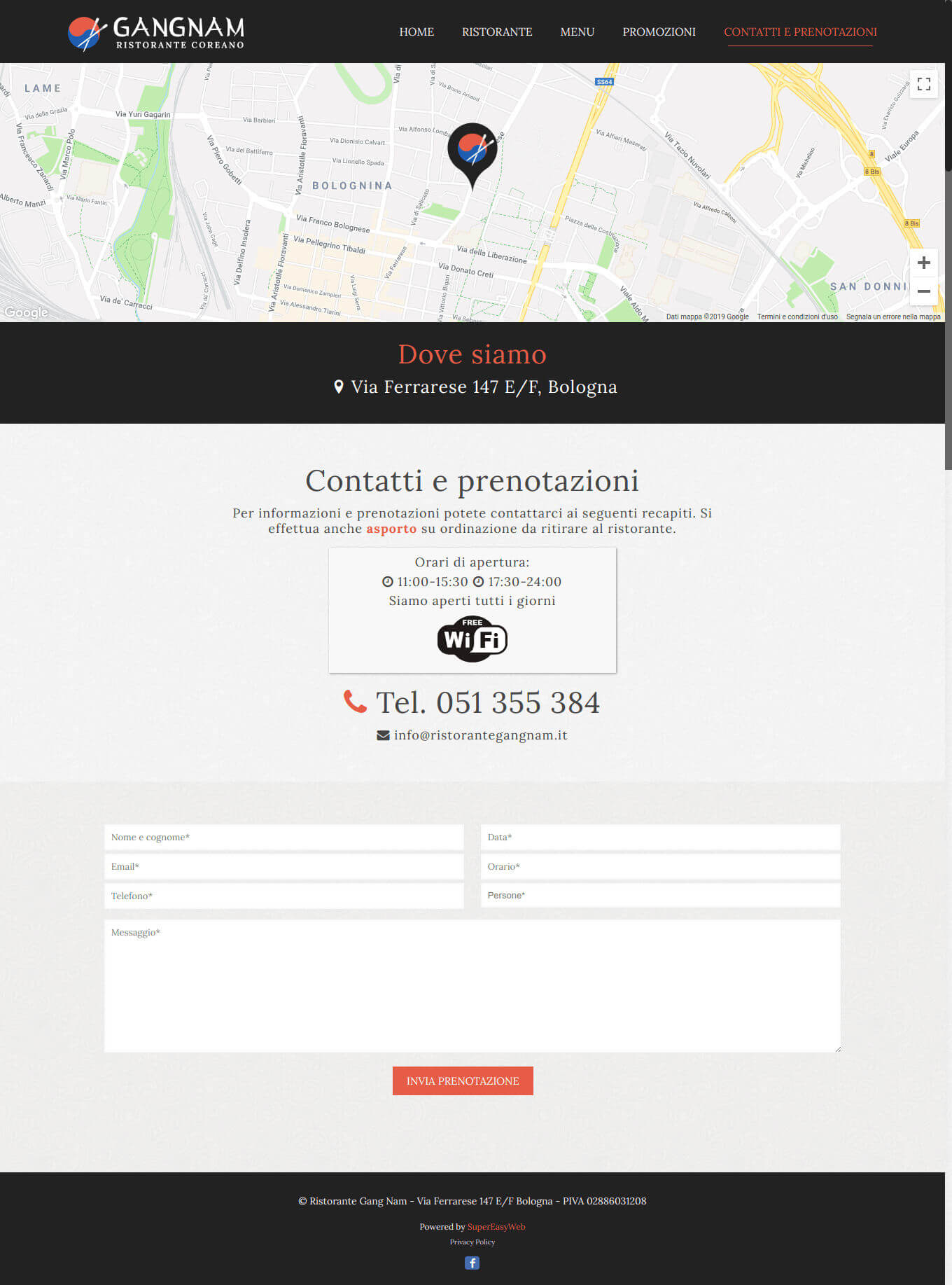 Pagina contatti ottimizzata per Local SEO