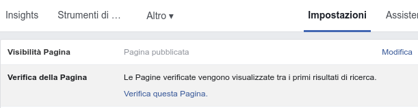 step 1 della verifica di una pagina facebook