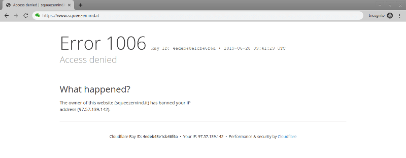 errore 1006 cloudflare