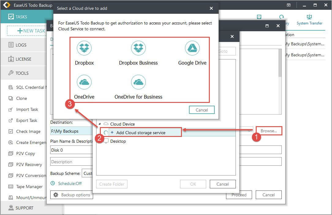 Backup in cloud con EaseUS Todo