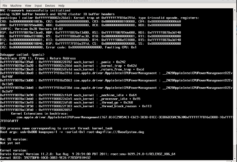 errore panic cpu macchina virtuale mac